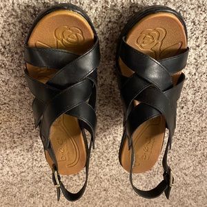 BOC (Born Concept) size 8 black leather wedges